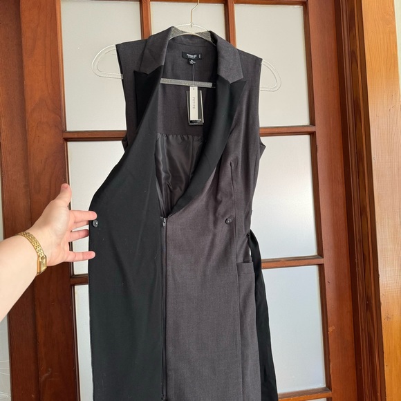 PREMISE ELEGANT A-LINE DRESS. WRAP STYLE ZIPPER UNDERNEATH THE WRAP FLAP BELT - Picture 7 of 16